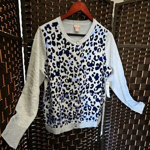 Chico's Blue and Black Leopard Print Blouse